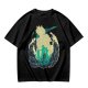 Anime Silhouette Graphic Olive Green Short Sleeve T-Shirt