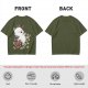 Olive T-Shirt Featuring Cute Fantasy Creature and Floral Art