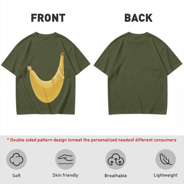 Olive Green T-Shirt With Large Banana Peel Graphic Print