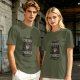 Olive green coffee graphic t-shirt with 'First drink the coffee then things will done' text