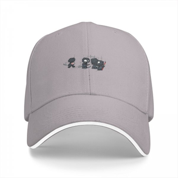Black Baseball Cap With Chibi Ninja Characters Graphic