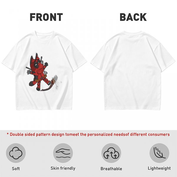 Olive Green T-Shirt With Cute Deadpool Dog Graphic Print