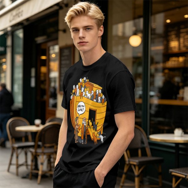 Noah's Ark Cats 'Are You Sure?' Funny Graphic T-Shirt
