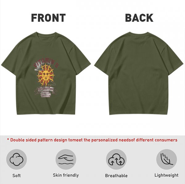 Olive t-shirt with Vitamin D sun graphic print