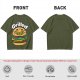 Olive T-Shirt with Smiling Grilled Burger Graphic
