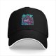 Black Baseball Cap With Cyberpunk Neon Samurai Graphic