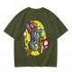 Olive T-shirt with Block Style Mario Riding Yoshi and Mushroom Graphics