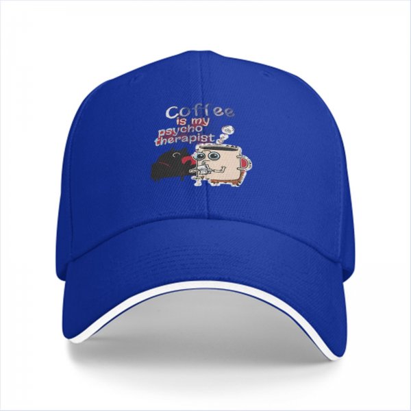 Coffee is my psychotherapist black baseball cap with cartoon print