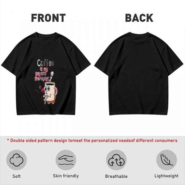 Coffee is my psychotherapist graphic olive t-shirt
