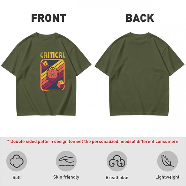 Retro Critical D20 Dice T-Shirt for Tabletop RPG Fans