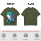 Anime Character Silhouette Wisteria Floral Graphic Olive T-Shirt
