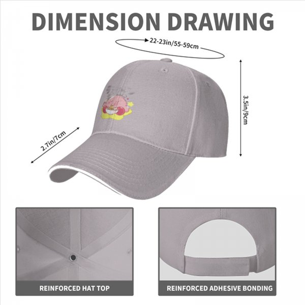 Black baseball cap featuring Kirby eating ramen