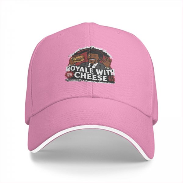 Black baseball cap with Royale with Cheese graphic print