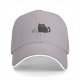 Black Baseball Cap With Minimalist Grey Cat Graphic Design