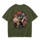 Olive T-Shirt with Classic Horror Monsters Going to Cinema Print