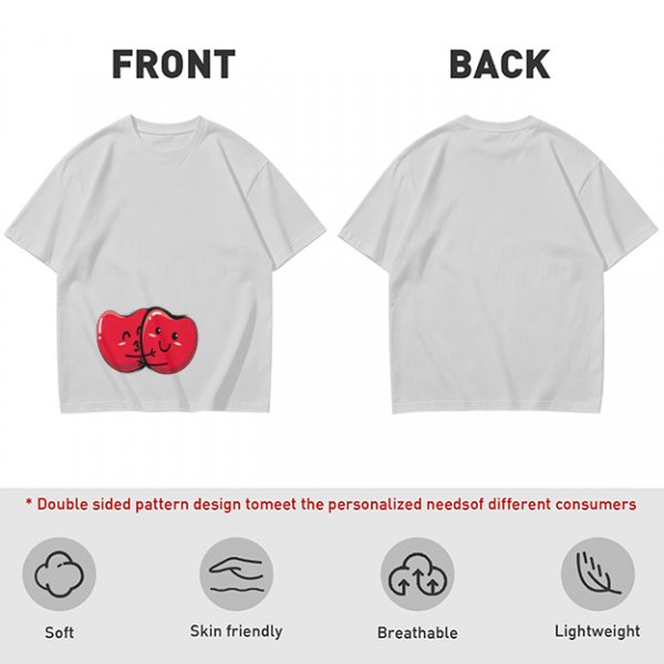 Olive green t-shirt with cute hugging red beans graphic