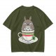 Totoro in Teacup Graphic Olive T-Shirt