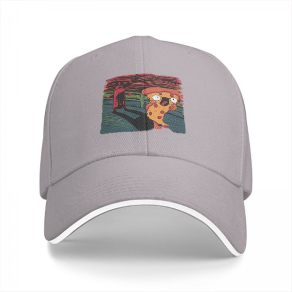 Black Baseball Cap With Screaming Pizza Slice Art Print