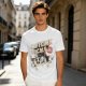 Olive graphic tee with caffeine kick cartoon coffee cup design
