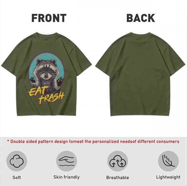 Olive Raccoon Eat Trash Graphic T-Shirt