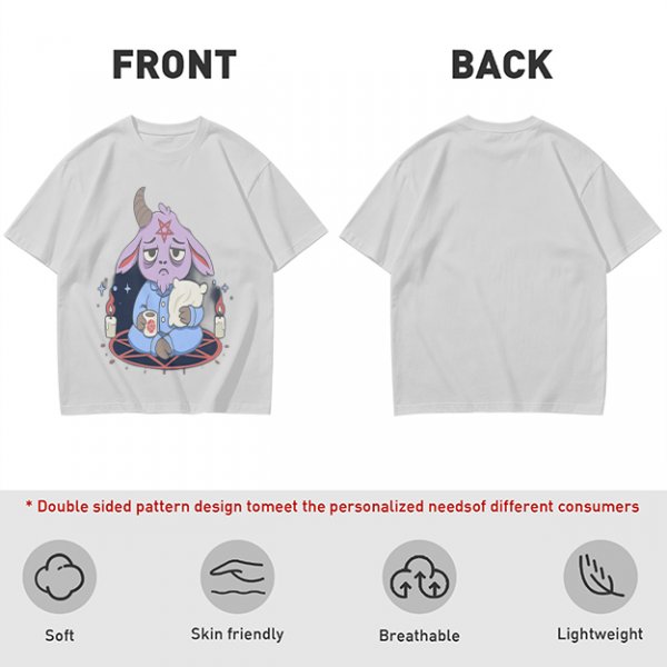 Oversized T-Shirt With Sleepy Baphomet Goat In Pajamas Print