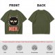 Olive T-Shirt With Grumpy Black Cat Meh Graphic Print