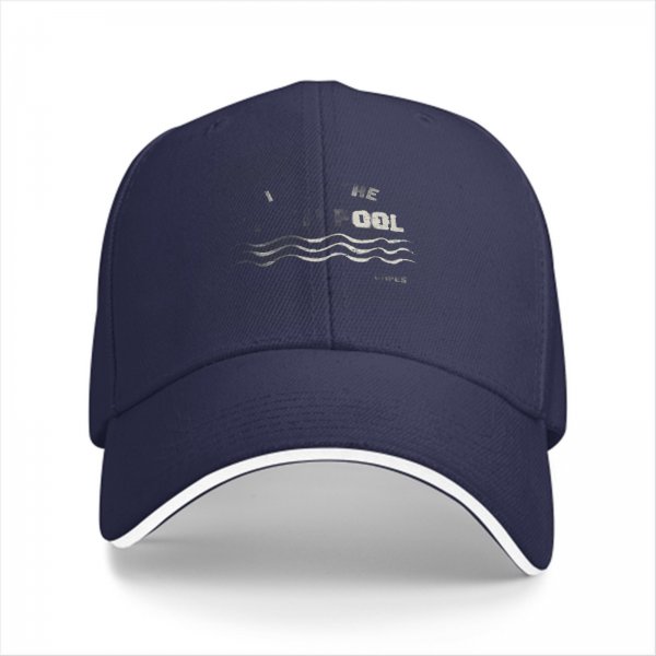Black baseball cap with water wave and pool themed graphic