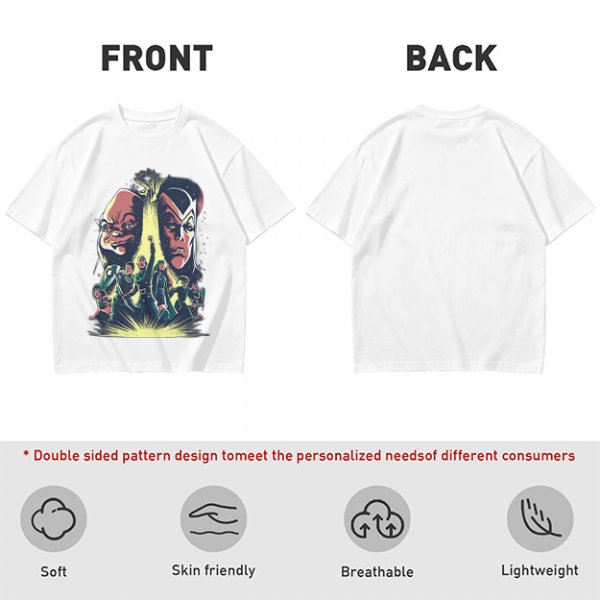 Olive Graphic Tee With Retro Sci-Fi Character Art Print