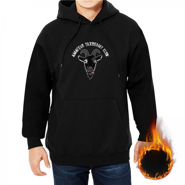 Black Hoodie with Amateur Taxidermy Club Goat Graphic