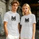 Olive Green T-Shirt With Black Cat Head Graphic Print