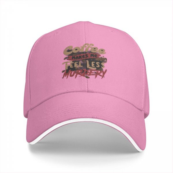 Black baseball cap with coffee makes me feel less murdery print