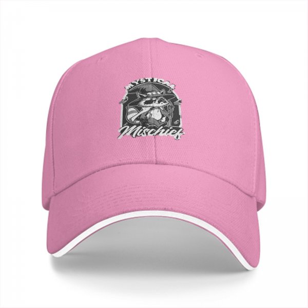 Black Baseball Cap with Mystical Mischief Raccoon Wizard Graphic