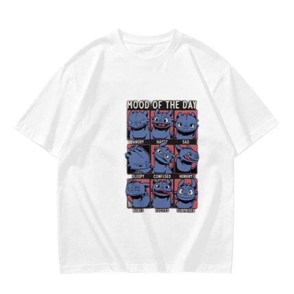 Olive T-Shirt With Mood Of The Day Blue Dragon Character Grid Print