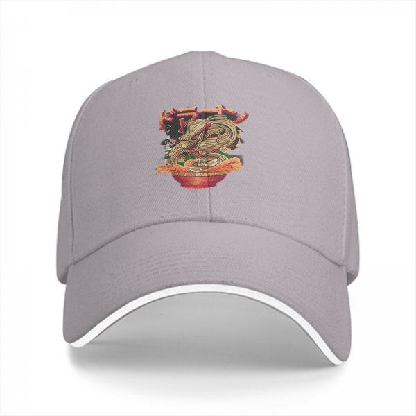 Black Baseball Cap with Ramen Dragon Japanese Art Print