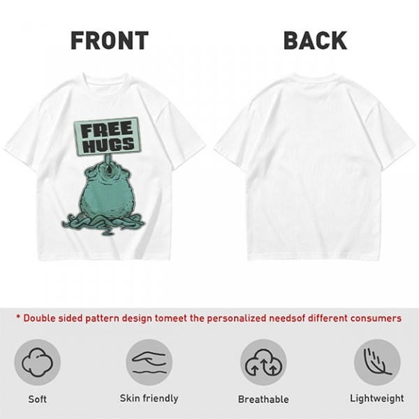 Olive T-Shirt With Free Hugs Monster Graphic Print