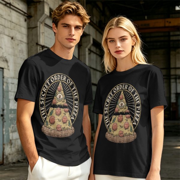 Olive T-Shirt With The Secret Order Of The Pizza All-Seeing Eye Print