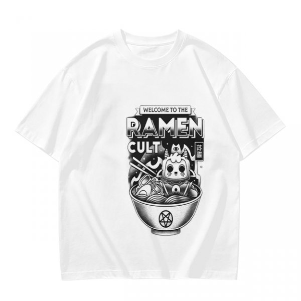 Olive Graphic T-Shirt Featuring Welcome To The Ramen Cult Art