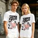 Olive green t-shirt with 'SUPER MOO' and cartoon cow graphic