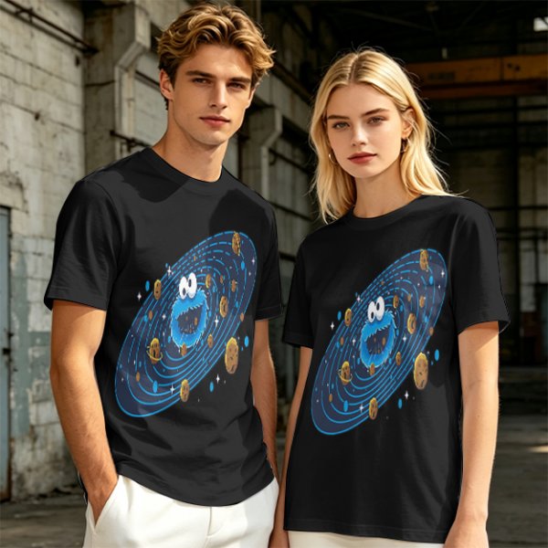Olive T-Shirt With Cookie Monster Space Galaxy Cookie Print