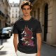 Olive T-shirt with Red Chinese Dragon and Cloud Graphic Print