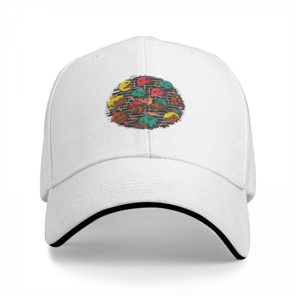 Black baseball cap with retro video game character grill print