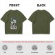 Olive graphic t-shirt with 'Fueled by Coffee & Existential Dread' grim reaper print