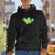 Black Hoodie With Cute Green Dinosaur Graphic Print