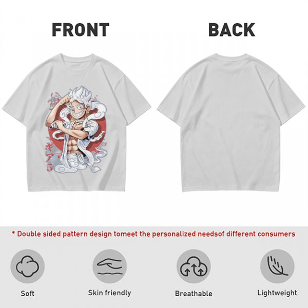 One Piece Gear 5 Luffy Graphic Print Olive T-Shirt