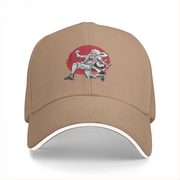 Black Baseball Cap With Anime Character Print On Red Circle