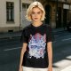 Olive green t-shirt with cat bus and Japanese traditional art print