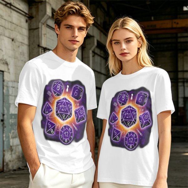 Olive T-Shirt With Glowing Dungeons & Dragons Dice Set Art