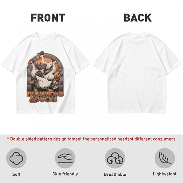Dungeons & Ducks Fantasy Roleplaying Themed Graphic T-Shirt