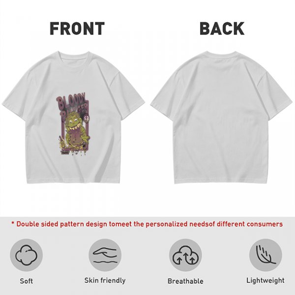 Olive Graphic T-Shirt With Bloody Burger Monster Print