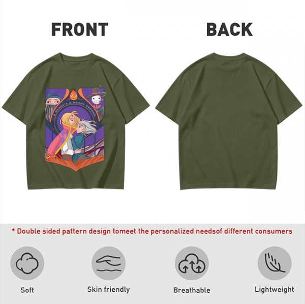 Howl's Moving Castle Characters Graphic Tee for Fans